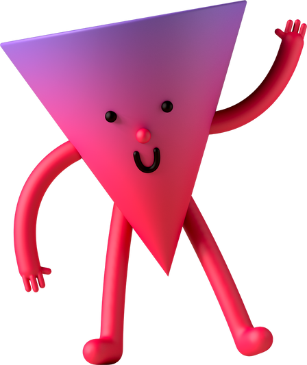 Triangular Happy 3d Character Illustration